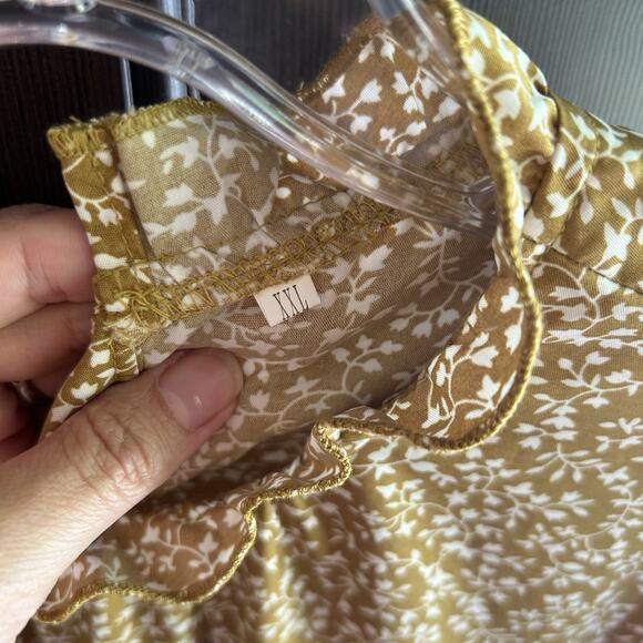 NWT Yellow Tan Long Sleeve Floral Tiered Dress Size XXL Tie Back Women's - Picture 7 of 7